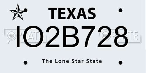 IO2B728 Texas License Plate