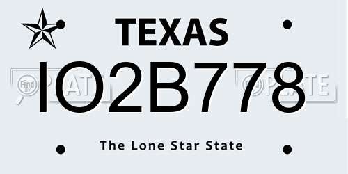 IO2B778 Texas License Plate