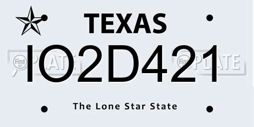IO2D421 Texas License Plate