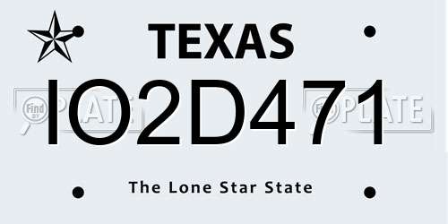 IO2D471 Texas License Plate