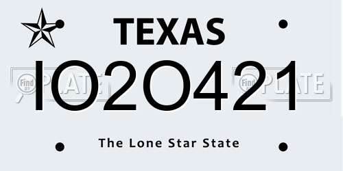 IO2O421 Texas License Plate