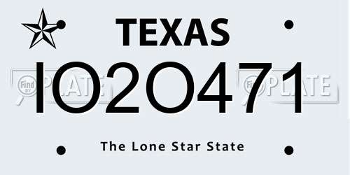 IO2O471 Texas License Plate
