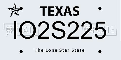 IO2S225 Texas License Plate