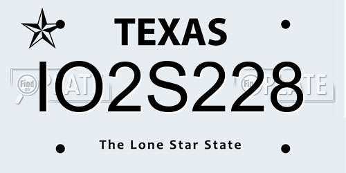 IO2S228 Texas License Plate