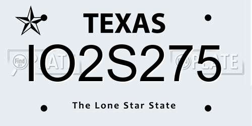 IO2S275 Texas License Plate
