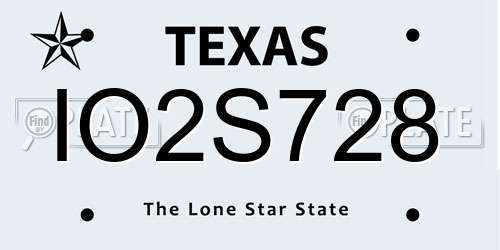 IO2S728 Texas License Plate