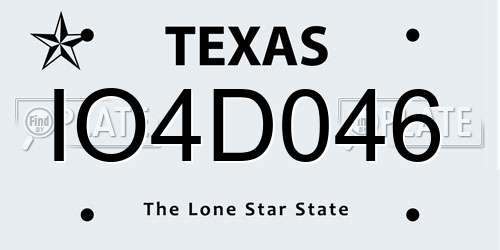 IO4D046 Texas License Plate