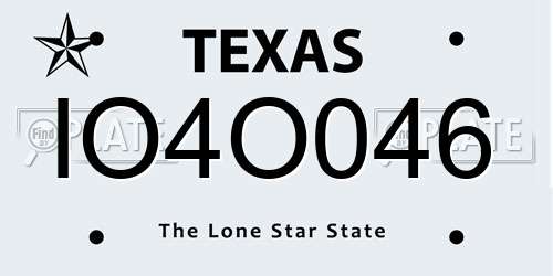 IO4O046 Texas License Plate