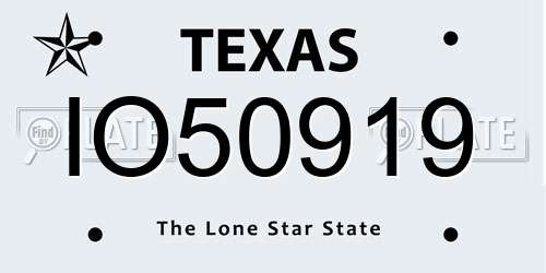 IO50919 Texas License Plate