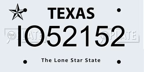 IO52152 Texas License Plate