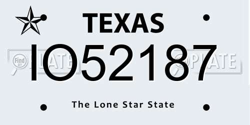 IO52187 Texas License Plate