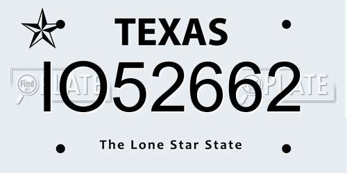 IO52662 Texas License Plate