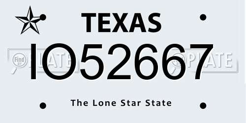IO52667 Texas License Plate