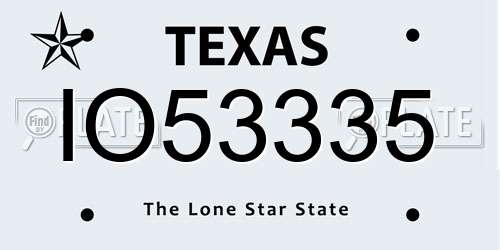IO53335 Texas License Plate