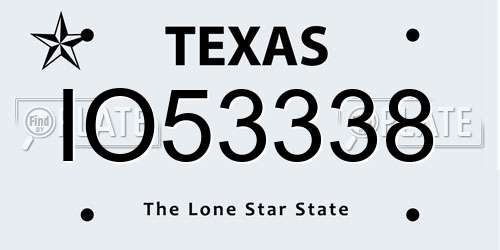 IO53338 Texas License Plate