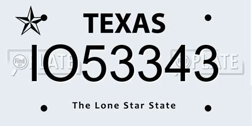 IO53343 Texas License Plate