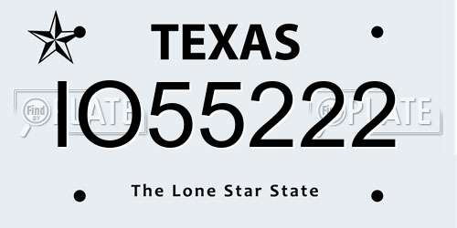IO55222 Texas License Plate