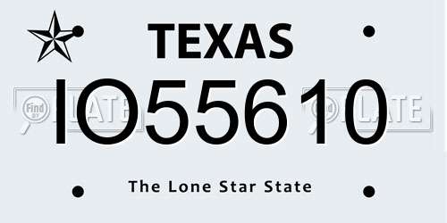 IO55610 Texas License Plate