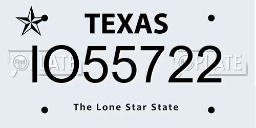 IO55722 Texas License Plate
