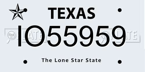IO55959 Texas License Plate