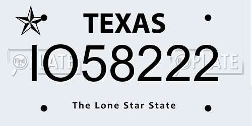 IO58222 Texas License Plate