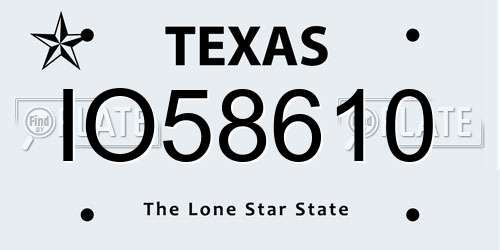 IO58610 Texas License Plate