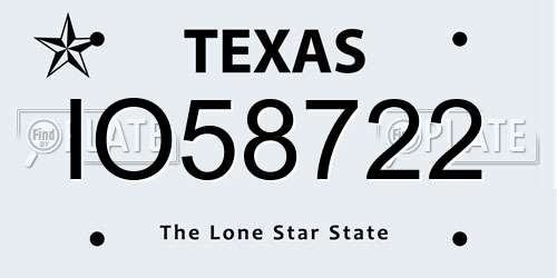 IO58722 Texas License Plate