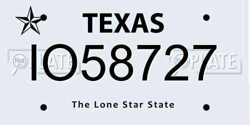 IO58727 Texas License Plate