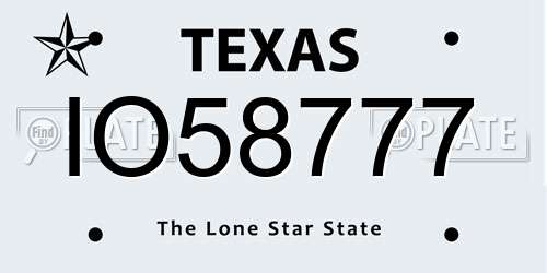IO58777 Texas License Plate