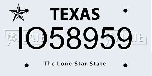 IO58959 Texas License Plate
