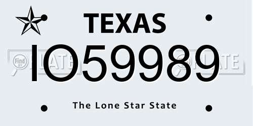 IO59989 Texas License Plate