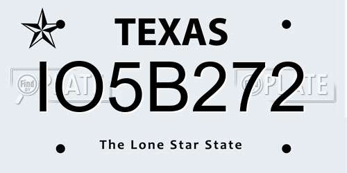 IO5B272 Texas License Plate