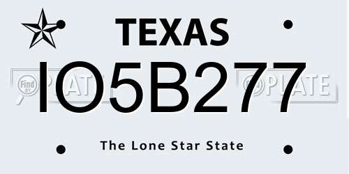 IO5B277 Texas License Plate