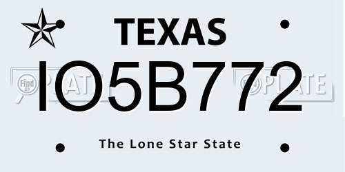 IO5B772 Texas License Plate