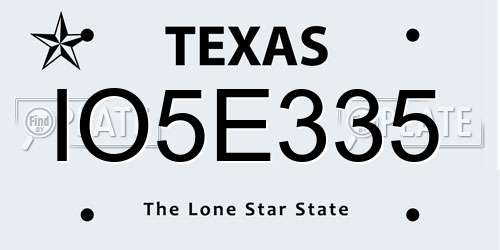 IO5E335 Texas License Plate