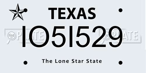 IO5I529 Texas License Plate