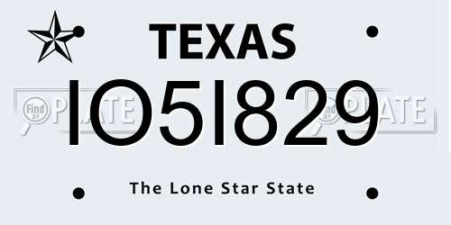IO5I829 Texas License Plate