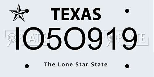 IO5O919 Texas License Plate