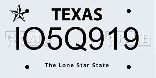 IO5Q919 Texas License Plate
