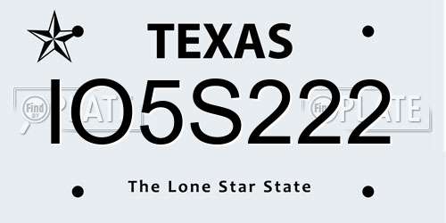 IO5S222 Texas License Plate