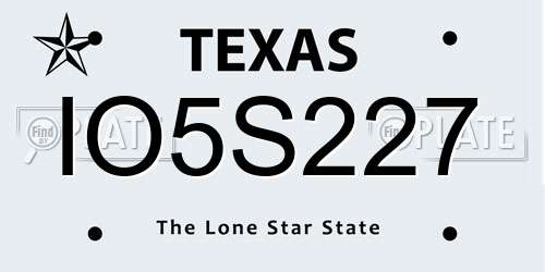 IO5S227 Texas License Plate