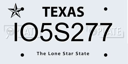 IO5S277 Texas License Plate