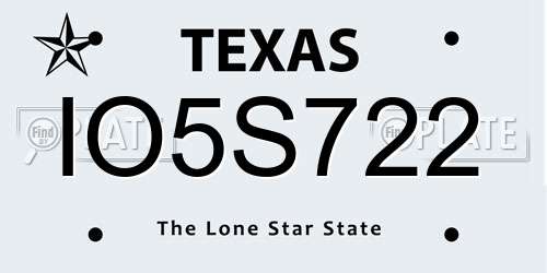 IO5S722 Texas License Plate