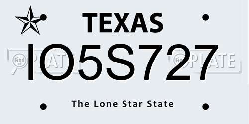 IO5S727 Texas License Plate