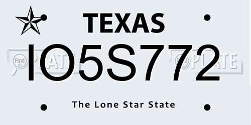 IO5S772 Texas License Plate