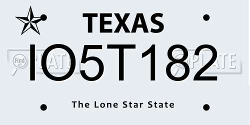 IO5T182 Texas License Plate