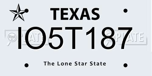 IO5T187 Texas License Plate