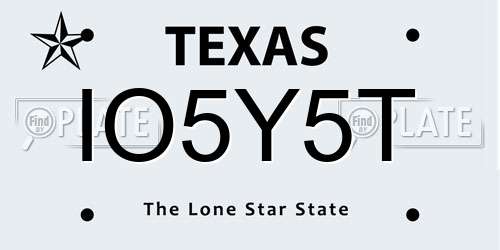 IO5Y5T Texas License Plate