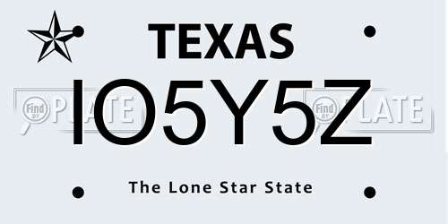 IO5Y5Z Texas License Plate