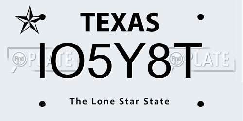 IO5Y8T Texas License Plate